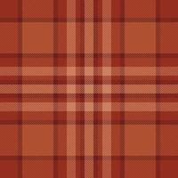 Plaid check pattern in orange and red colors. Seamless fabric texture. Tartan textile print. vector