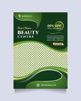 Beauty center service concept flyer and brochure template with a4 size. Concept of professional hair beauty treatment, hair style, cosmetic sale, skin care treatment, hair salon, something natural vector