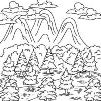 Print Design Nature Landscape Outline Coloring Page vector