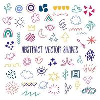 Abstract vector shapes, set of doodle hand drawn elements