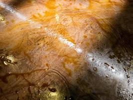 oiled burnt brown steel sheet full frame close-up background photo