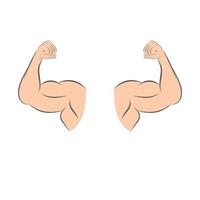 Muscular arm flexing strong hand biceps hand drawn vector illustration