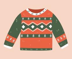 Isolated Christmas ugly sweater on white background. Cute winter sweater. Flat vector illustration