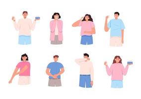 Set of people with allergy vector