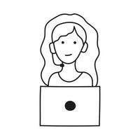 Hand drawn vector illustration tech support employee, operator.