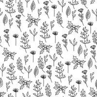 Black and White Holly Pattern vector