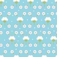 Flat Cotton Flower Pattern vector