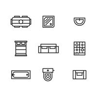 Outlined Furniture Icons vector