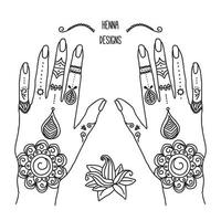 diseños de manos de henna vector