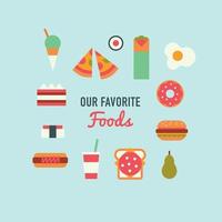 iconos de comidas favoritas vector