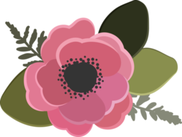 colorful anemone flower bouquet collection flat style png