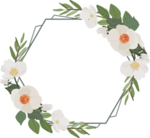 white camellia flower bouquet wreath frame flat style png