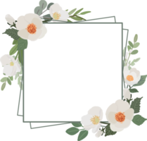 white camellia flower bouquet wreath frame flat style png