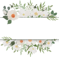 white camellia flower bouquet wreath frame flat style png