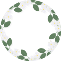 white camellia flower background wreath frame with Thank you sticker flat style png