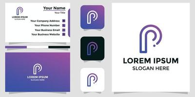 letter P design logo and branding card vector