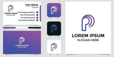 letter P design logo and branding card vector