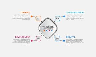 diseño de infografías de línea de tiempo, concepto de negocio con 4 opciones, pasos o procesos. plantilla de diseño de etiqueta infográfica de línea de tiempo moderna vector