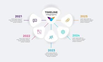 plantilla de diseño de infografías de línea de tiempo de cinco pasos, diseño de infografías de línea de tiempo de negocios moderno con iconos vector