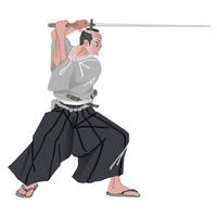 Samurai with the long sword vector