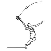 Badminton Smash in Single Continuous Line in Vector