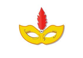 Vector illustration of yellow carnival mask isolated on white background