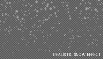 Realistic snow effect for Christmas card. Snowfall sky overlay. White flake spray falling background vector