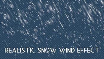 Realistic snow wind effect with rain. Snowfall overlay for photo and image editing. Frost texture background vector