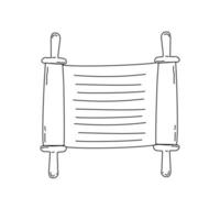 The Torah scroll icon is isolated on a white background. Vector doodle illustration