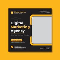 Digital marketing agency social media post. Digital business marketing social media banner or square flyer and ad template vector. vector