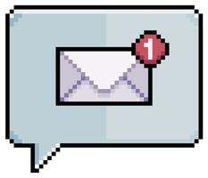 Pixel art speech bubble with email notification icon vector icon for 8bit game on white background