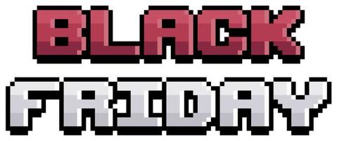 Pixel art black friday logo, red and white logo vector icon for 8bit game on white background