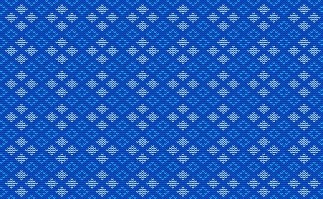Vector cross stitch crochet background, Knitted ethnic pattern, Blue pattern aztec vintage design
