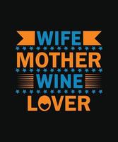 diseño de camiseta amante del vino vector