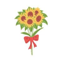 ramo de girasoles. colección del día de acción de gracias. ilustración vectorial plana vector