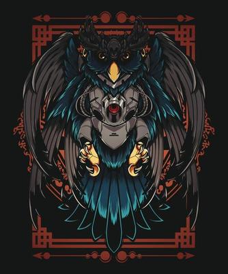 Owl Robot Vector Illustration