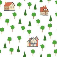 Seamless pattern of different colorful houses. vector