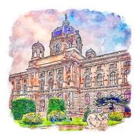 Vienna Austria Watercolor sketch hand drawn illustration vector