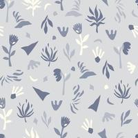 Flower blue seamless pattern in beautiful abstract style. vector