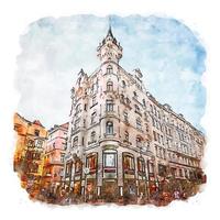 Vienna Austria Watercolor sketch hand drawn illustration vector