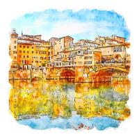 Florence Italy Watercolor sketch hand drawn illustration vector