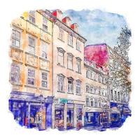 Gottingen Germany Watercolor sketch hand drawn illustration vector