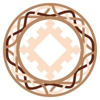 Burdock of happiness, a Slavic symbol decorated with an ornament in a wreath of Scandinavian weaving. Beige trendy design vector