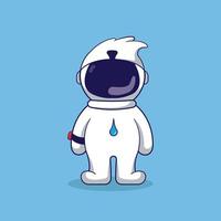 Cute astronaut standing while thinking about the future vector