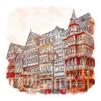 Frankfurt Germany Watercolor sketch hand drawn illustration vector