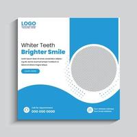 Dentist or dental social media post template square banner or healthcare medical service promotion vector