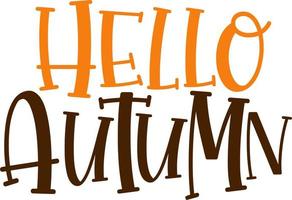 hello autumn season handwritten typography lettering design vector