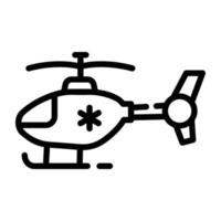 An outline icon of medical helicopter vector