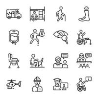 conjunto de iconos de contorno para discapacitados vector