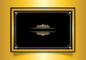 luxury golden frame with title name floral ornament vector